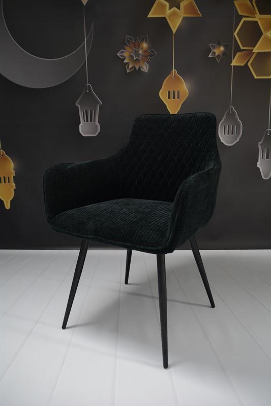 Fotel Lizbona krzesło 57,5x84,5x59 cm sztruks czarny metalowe nogi czarne do salonu nr. 7