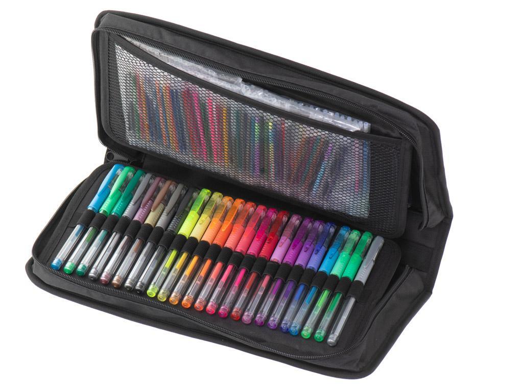 Długopisy żelowe kolorowe w etui 120szt + 120 wkładów kolorowanka do biura dla dzieci 35x18x8 cm nr. 15