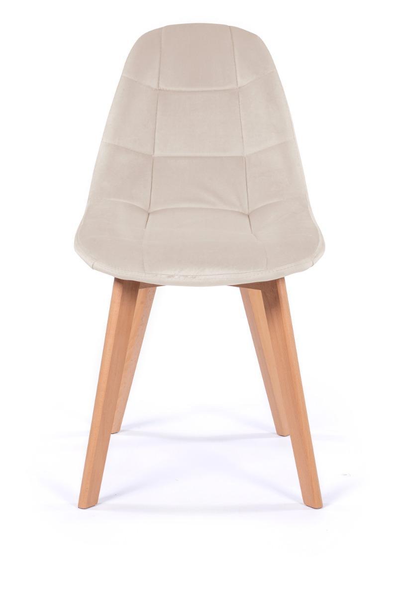 Krzesło tapicerowane 46x87x42 cm skandynawskie drewniane nóżki welurowe VEGAS beżowy 1 Full Screen