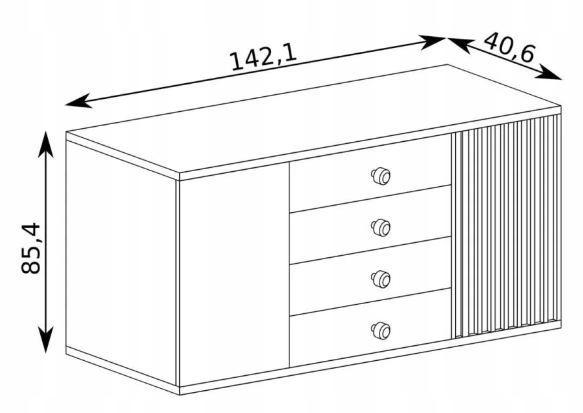 Komoda 95,4x142,1 cm dąb artisan/czarny pojemna z szufladami lamele metalowe nogi do salonu lub sypialni  5 Full Screen