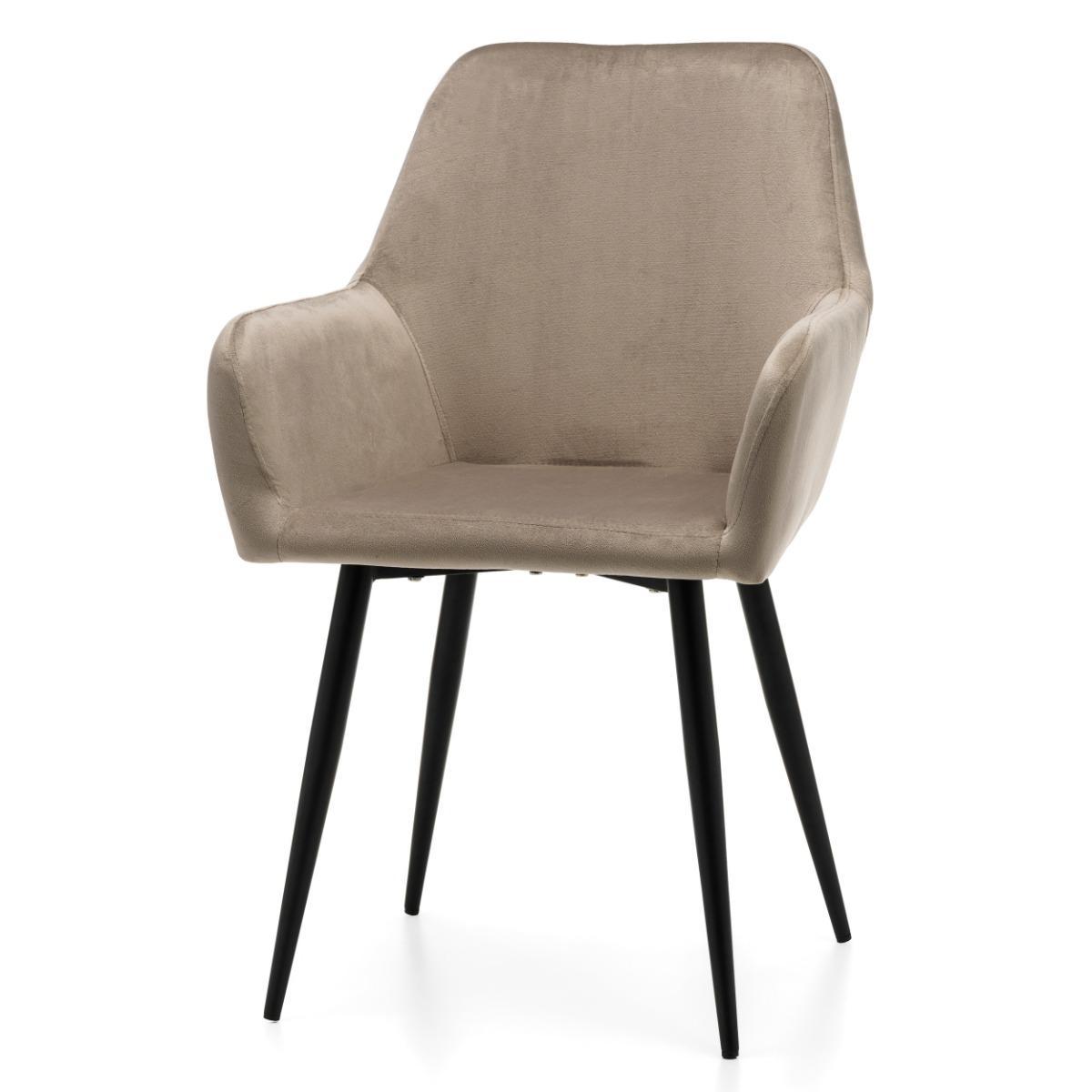 Krzesło IVO 55x88x54 cm tapicerowane welurem pikowane do jadalni lub salonu ciemnobeżowe  nr. 3