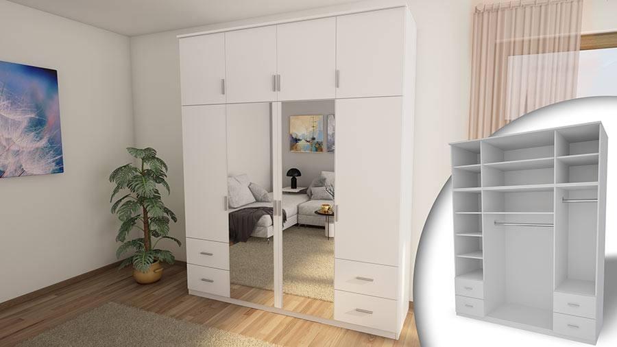 Duża szafa do sypialni z lustrem garderoba szuflady biały 200x242x60 nr. 2