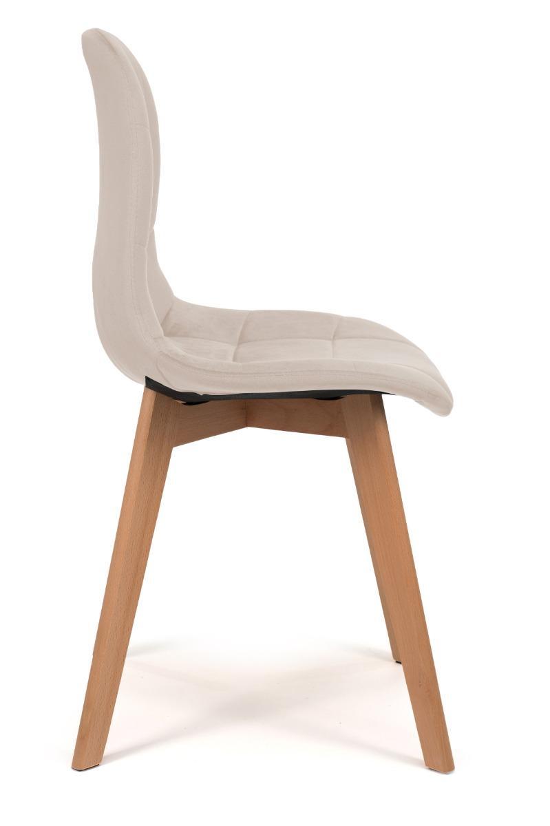 Krzesło tapicerowane 46x87x42 cm skandynawskie drewniane nóżki welurowe VEGAS beżowy 4 Full Screen