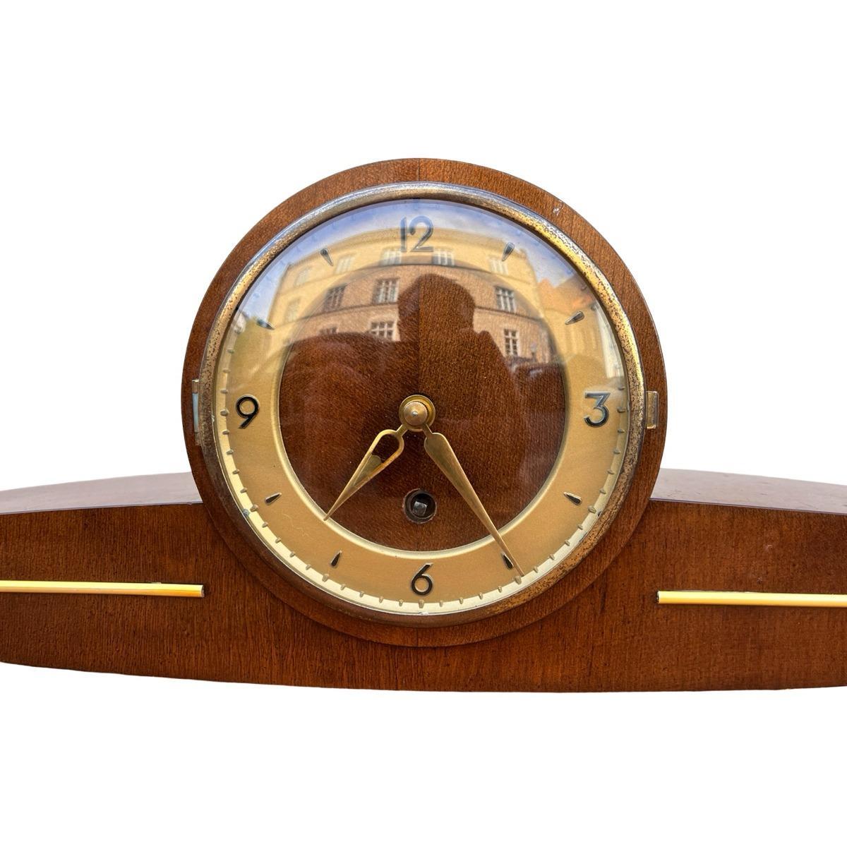 Modernistyczny mechaniczny zegar kominkowy, Zella-Mehis, Niemcy, lata 60. nr. 4
