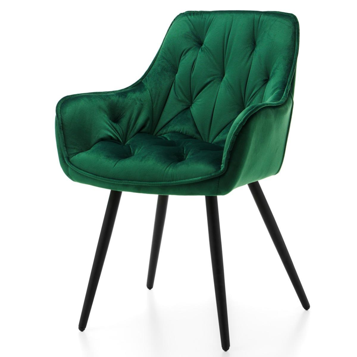 Krzesło SIENA zielone tapicerowane pikowane welurowe do jadalni lub salonu 3 Full Screen