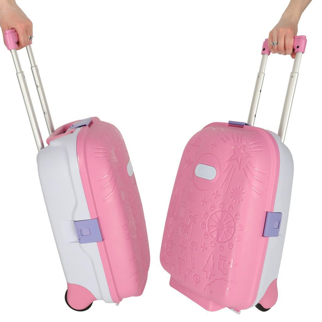 Walizka podróżna dla dzieci na kółkach bagaż podręczny z imieniem różowy 43x30x19 cm 10 Full Screen