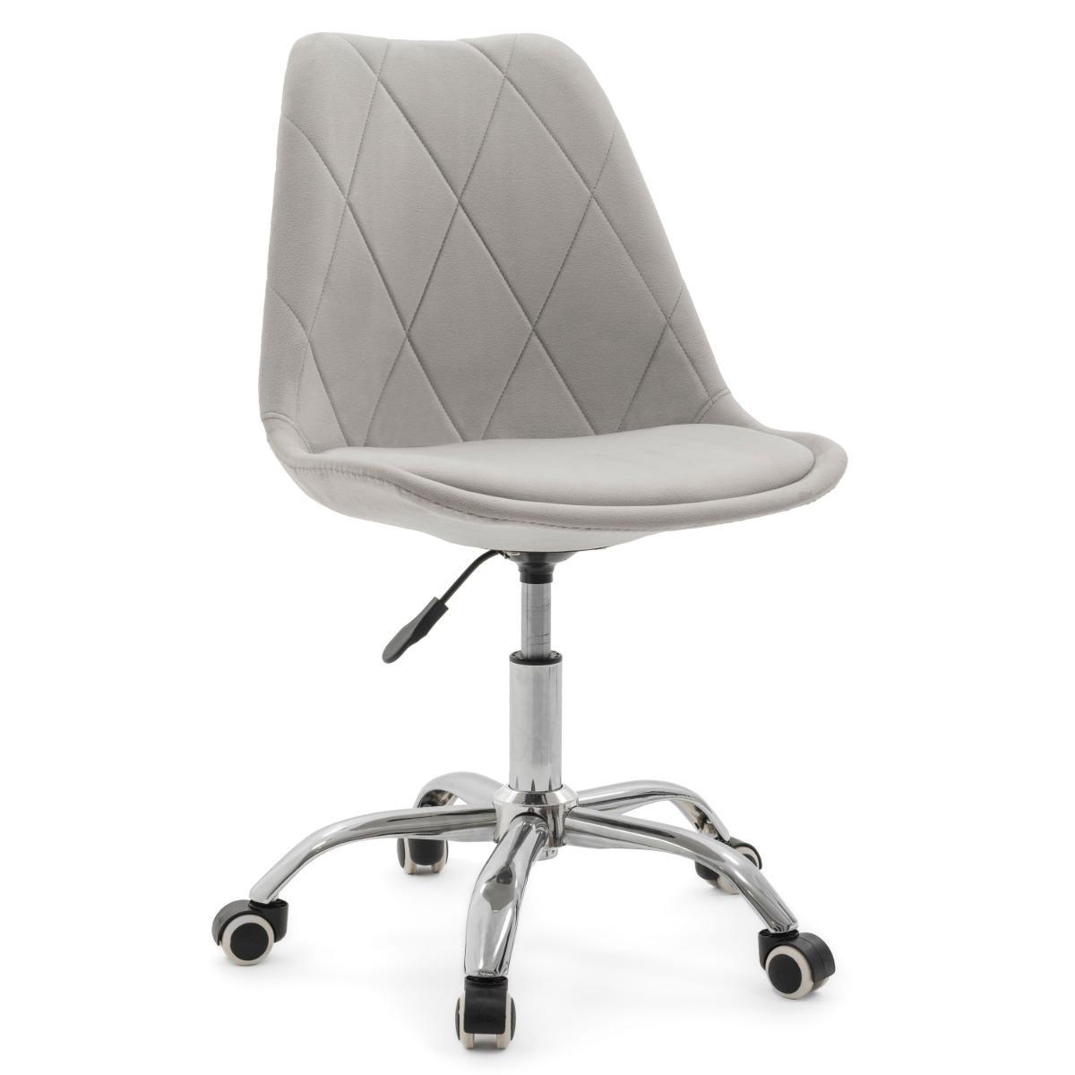 Krzesło do biurka DUBLIN biurowe krzesło obrotowe welurowe z poduszka do pokoju biura jasnoszare nr. 1