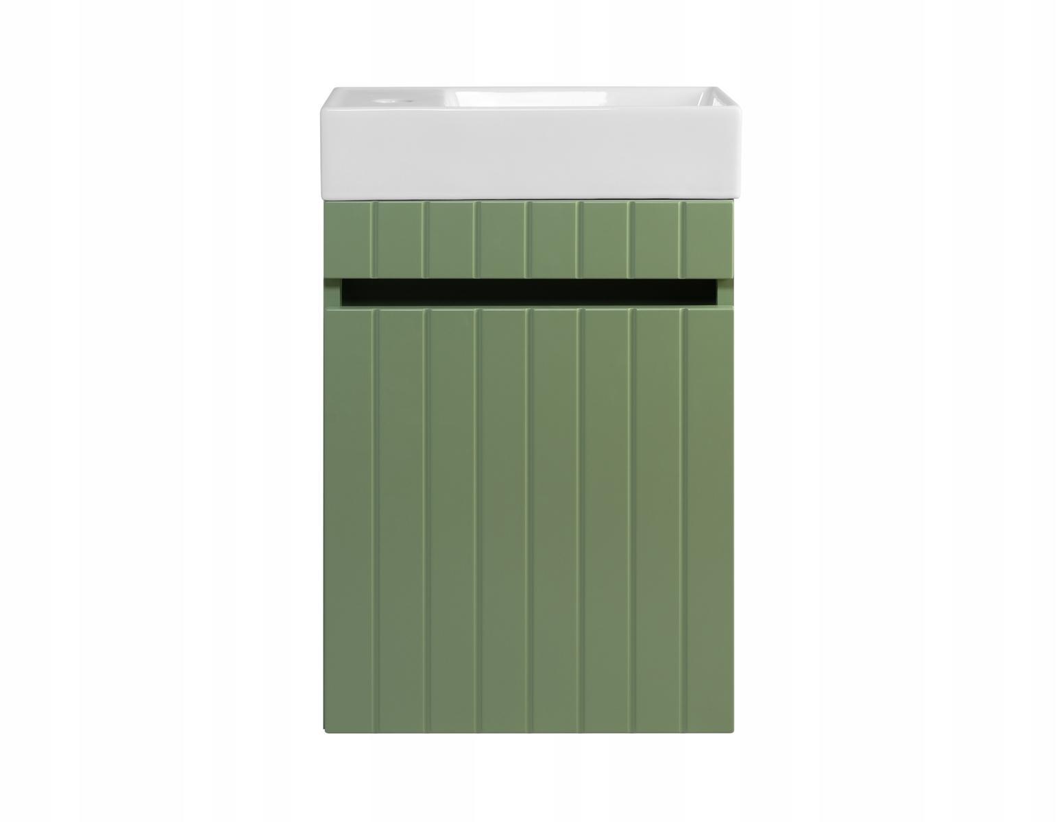 Szafka łazienkowa z Umywalką 40 cm zielona Wisząca frezowany front MDF do łazienki  2 Full Screen