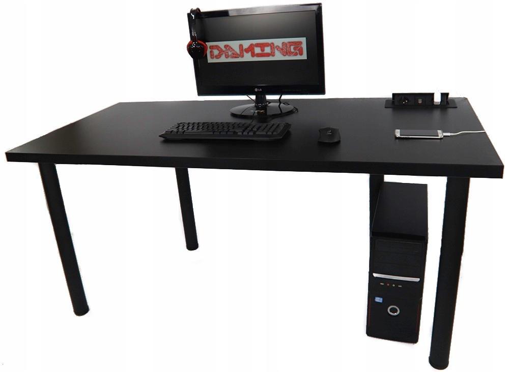 Biurko gamingowe 136x66x36 cm czarne stół komputerowy czarny do pokoju gracza nr. 1