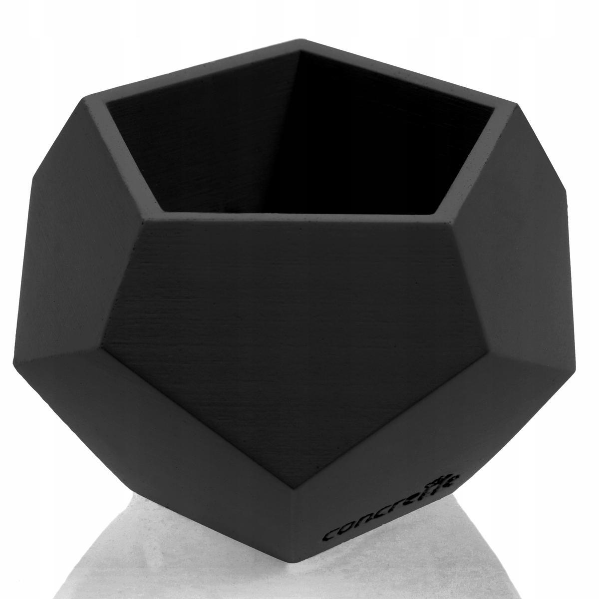 Doniczka betonowa Square Geometric 9 cm | Czarny Mat geometryczna czarna  nr. 1