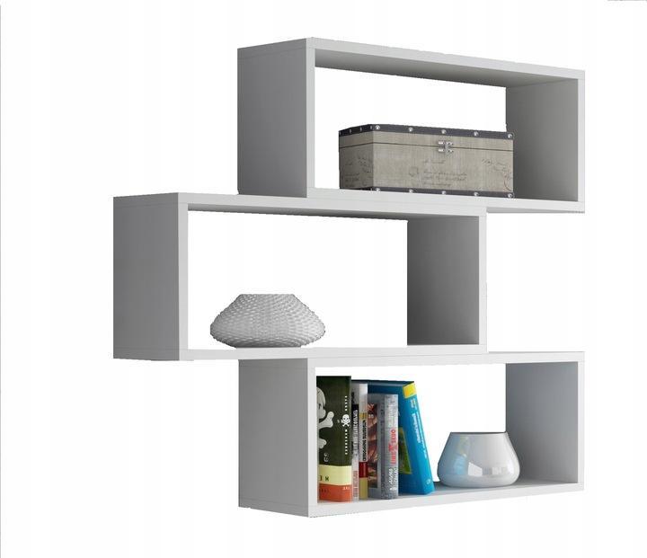 Półka wisząca ADA 92,7x65x21 cm biała 3 poziomowa do sypialni biura lub salonu  1 Full Screen