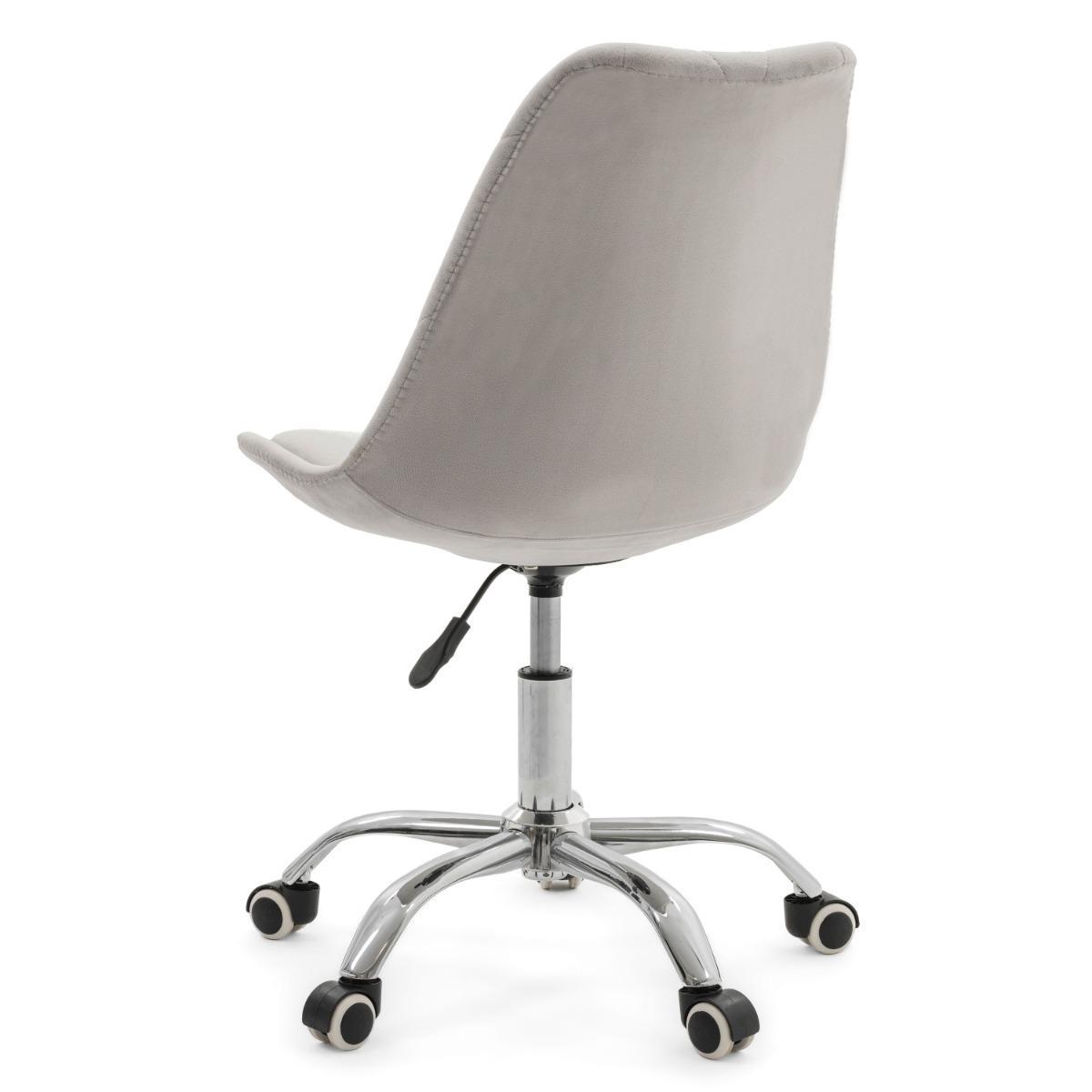 Krzesło do biurka DUBLIN biurowe krzesło obrotowe welurowe z poduszka do pokoju biura jasnoszare nr. 8