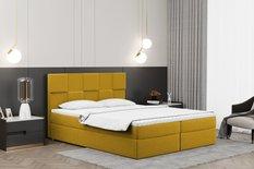 Łóżko CLARA 200x200 cm z funkcją przechowywania i materacem do sypialni żółte
