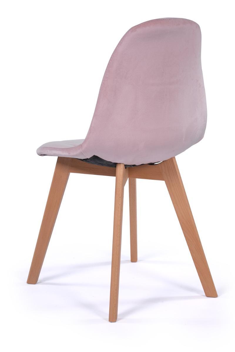 Krzesło tapicerowane skandynawskie welurowe VEGAS różowy 5 Full Screen