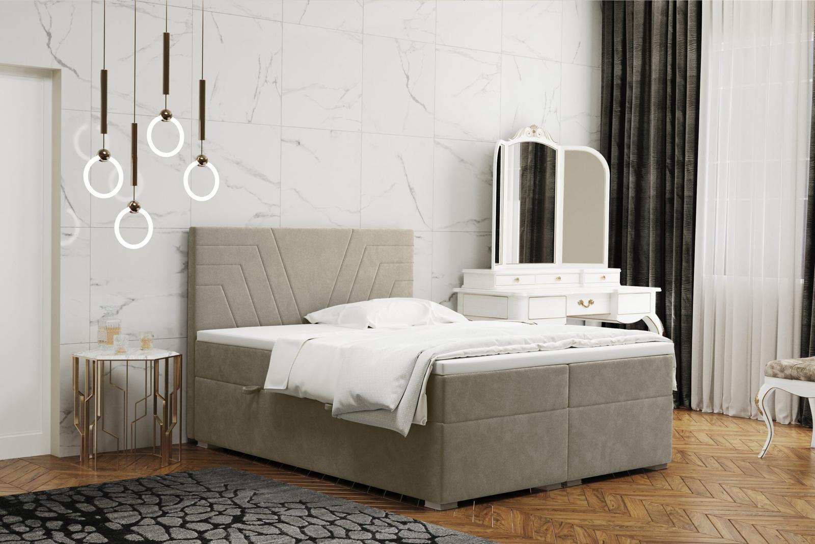 Łóżko CASTEL 180x200 cm z funkcją przechowywania i materacem do sypialni różowe nr. 3