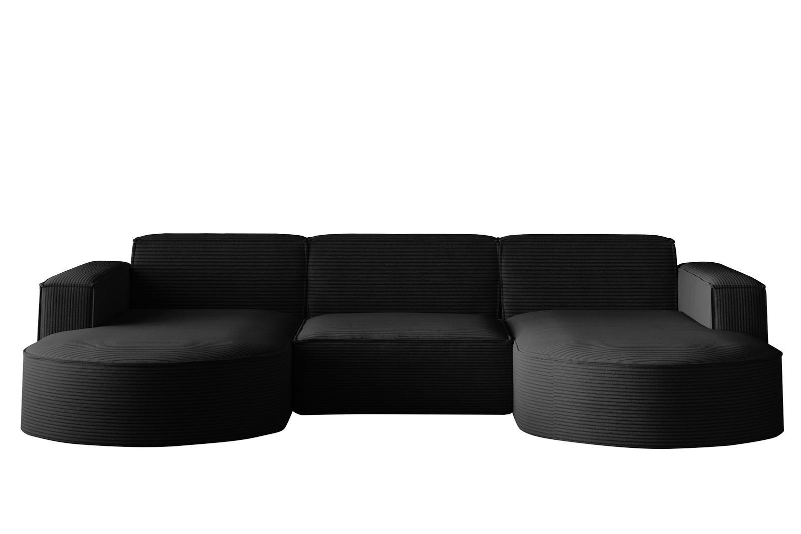 Sofa MODENA STUDIO 299x165x78 cm bez funkcji spania do salonu sztruksowa POSO czarny nr. 1