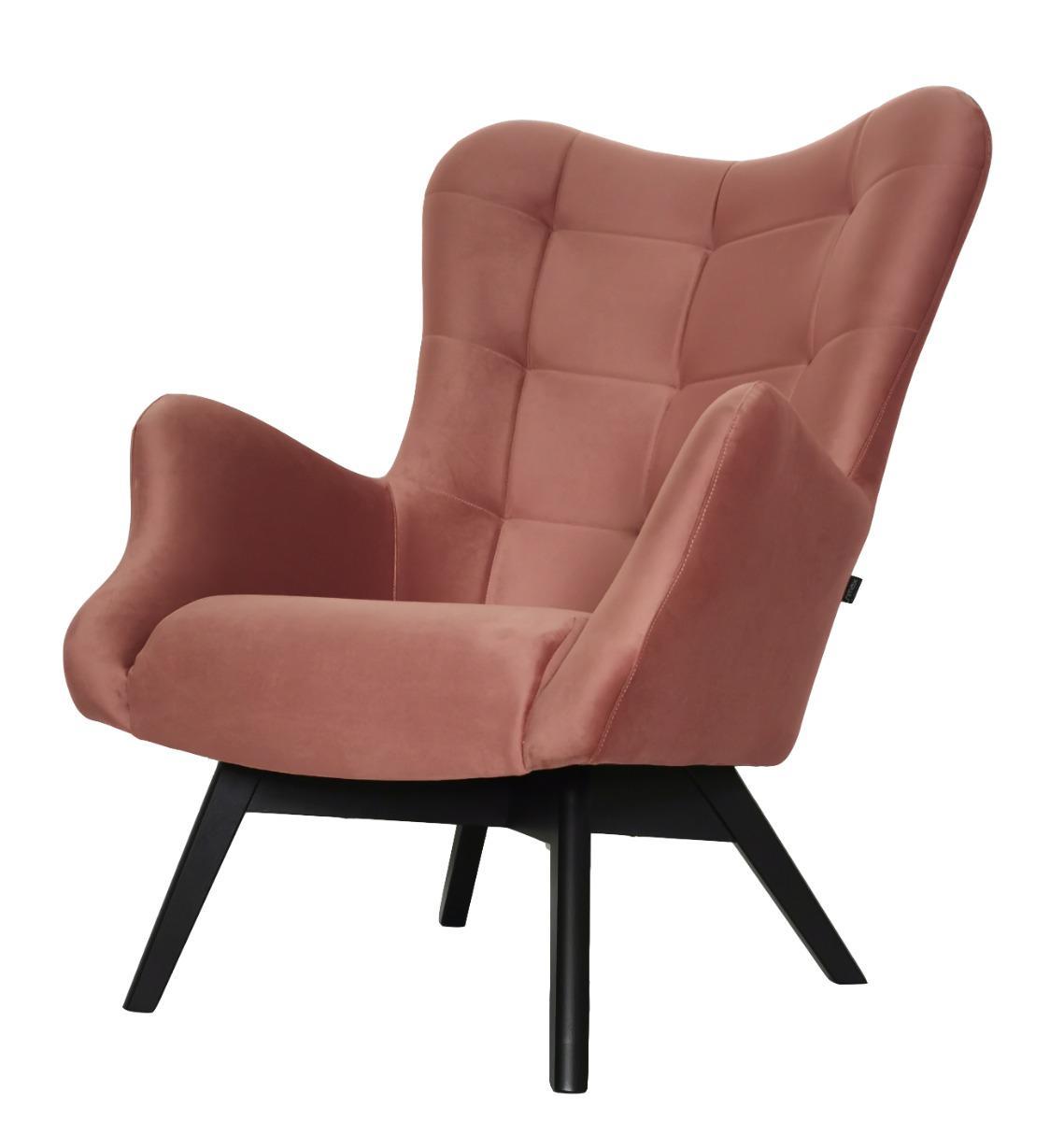 Fotel skandynawski ETERNO 77x102x87 cm różowy z czarnymi nogami do salonu  nr. 1