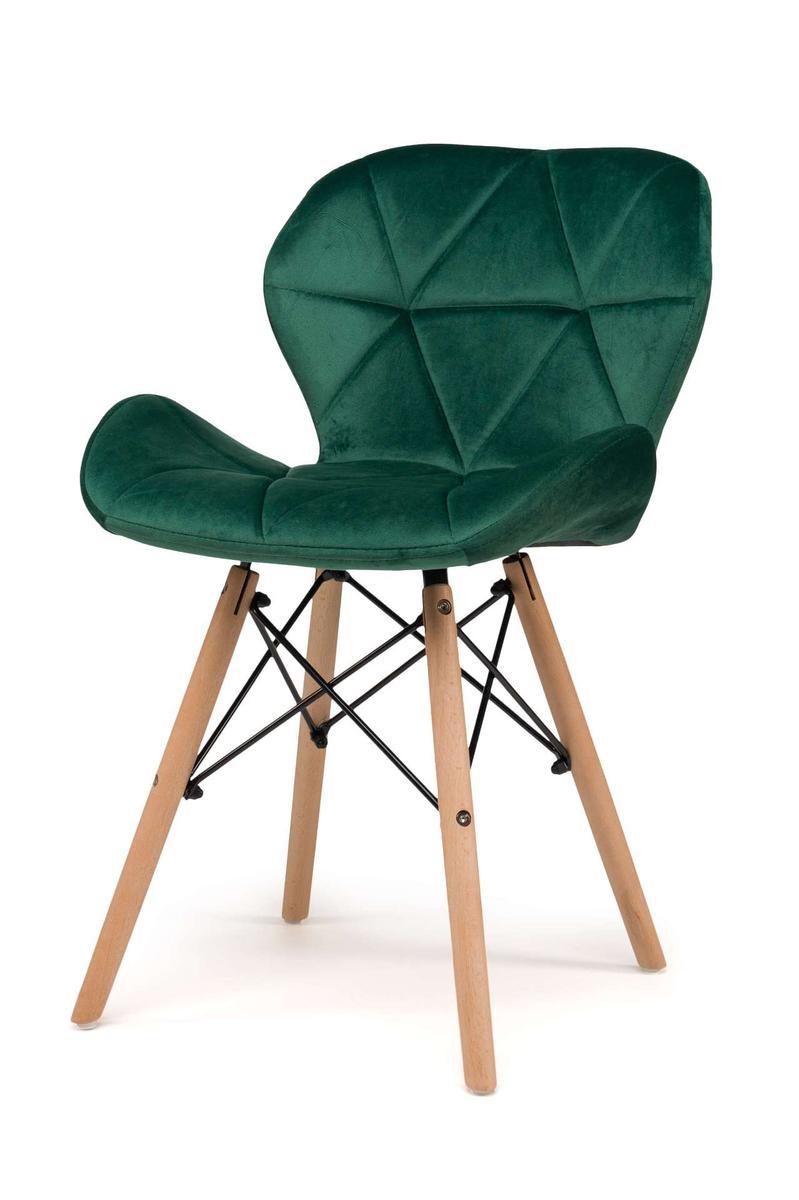 Krzesło DURO zielone tapicerowane welurem pikowane do jadalni lub salonu  2 Full Screen