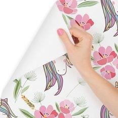 Tapeta dla dzieci – Śpiące jednorożce na tle kwiatów  - Miniaturka zdjęcia nr 1