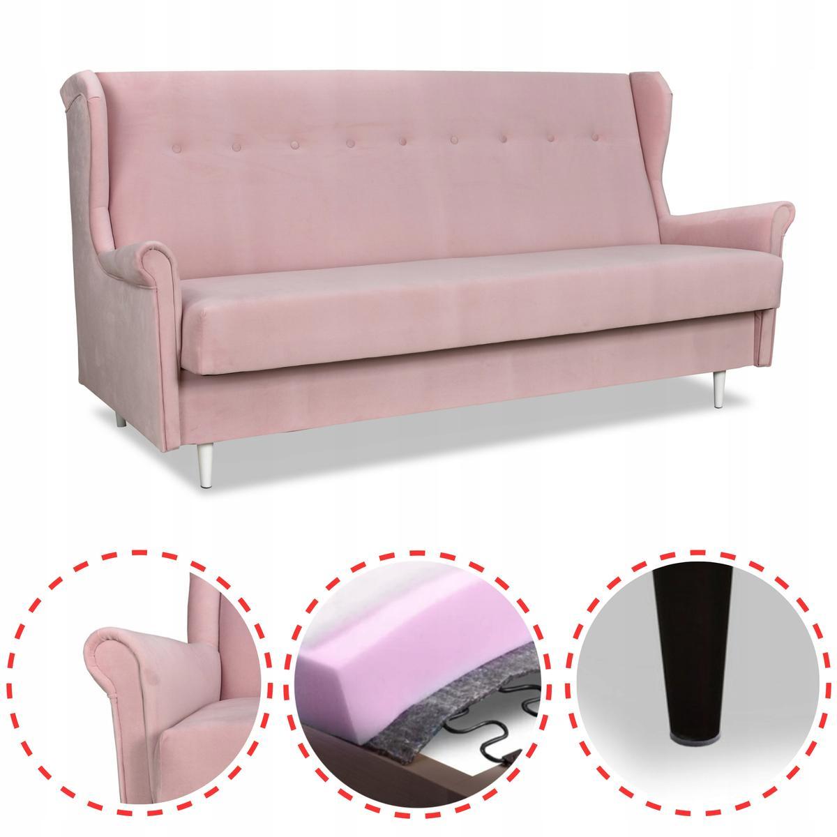 Wersalka sofa uszak kanapa rozkładana Ari różowa nr. 2