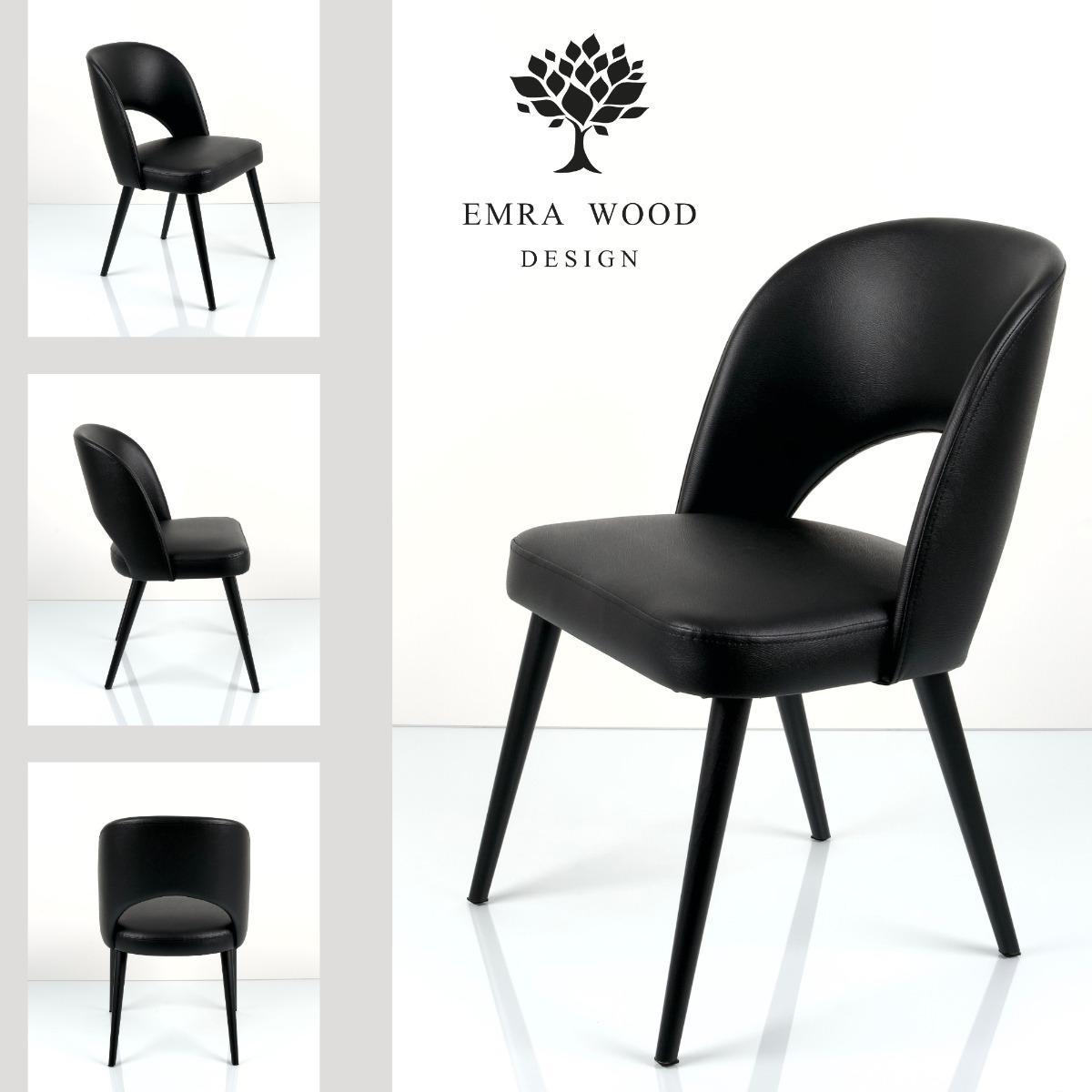 Krzesło tapicerowane KR-5 46x82x45 cm DELUXE eko-skóra do jadalni czarny nr. 1