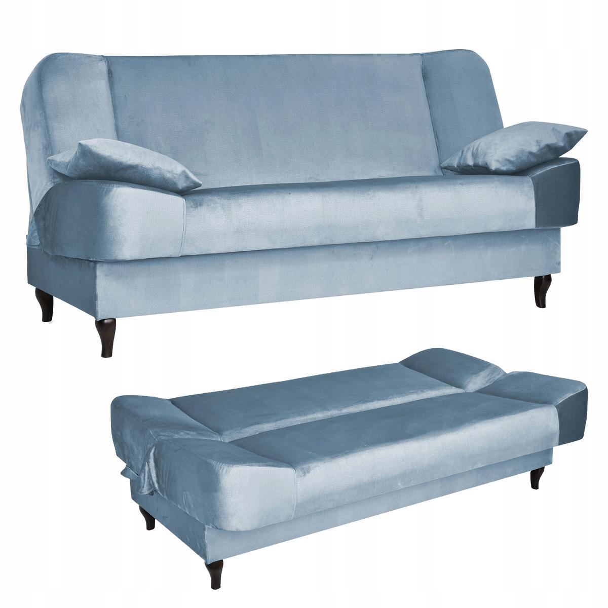 Wersalka SARA 200x95 cm błękitna rozkładana kanapa z pojemnikiem sofa do salonu Monolith nr. 1
