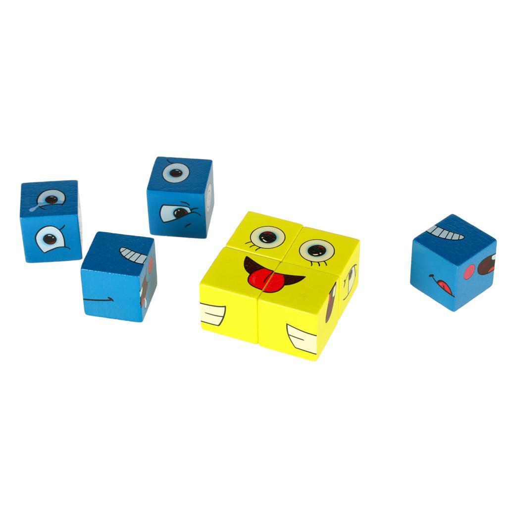 Gra edukacyjne wyzwania nauka emocji klocki drewniane zabawka dla dzieci 2,5x2,5x2,5cm 7 Full Screen