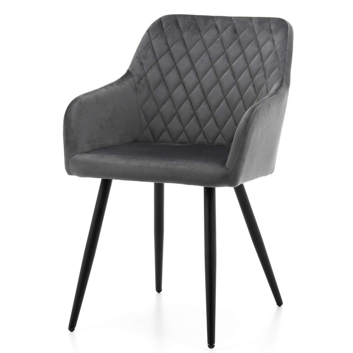Krzesło TODI szare tapicerowane welurem pikowane do jadalni lub salonu  nr. 4