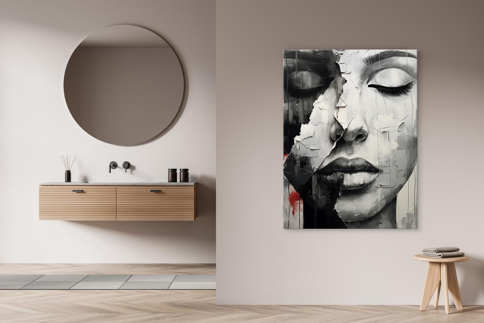 Obraz Na Płótnie Do Salonu PORTRET Kobiety Usta Abstrakcja Beton 80x120cm 9 Full Screen