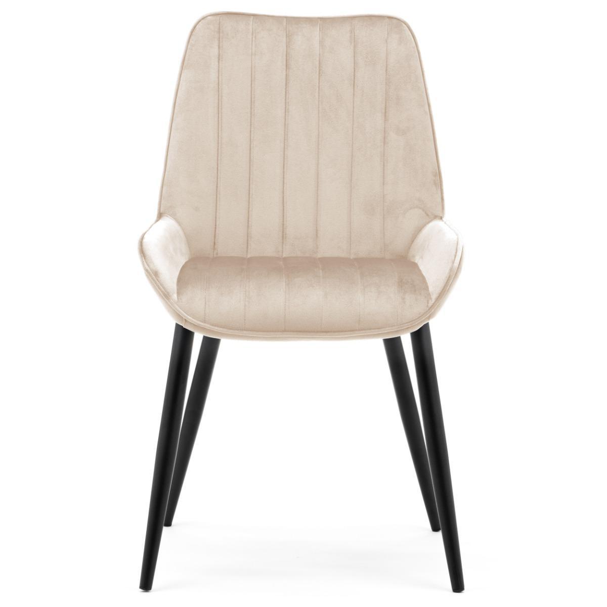 Krzesło LUCA beżowe tapicerowane welurem czarne nóżki do jadalni lub salonu 1 Full Screen