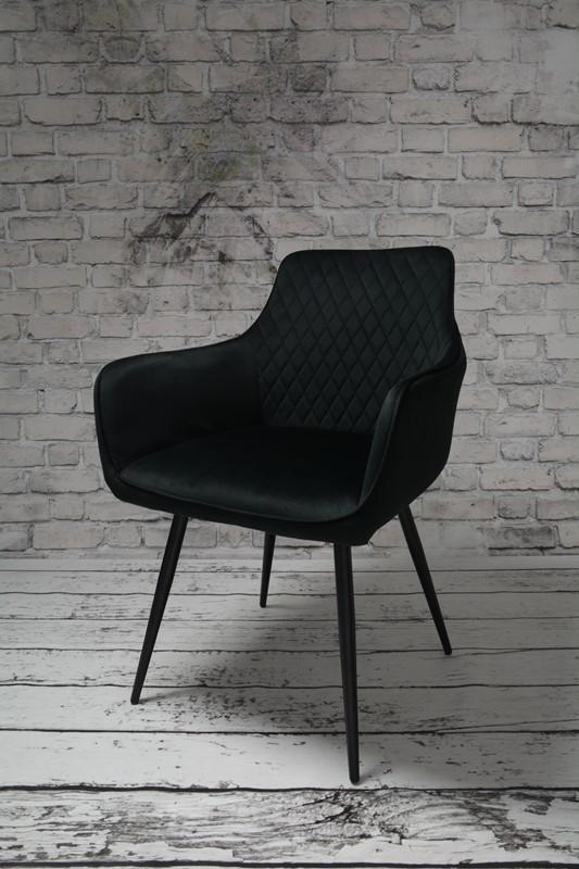 Fotel Lizbona krzesło 57,5x84,5x59 cm welur czarny metalowe nogi czarne do salonu nr. 4