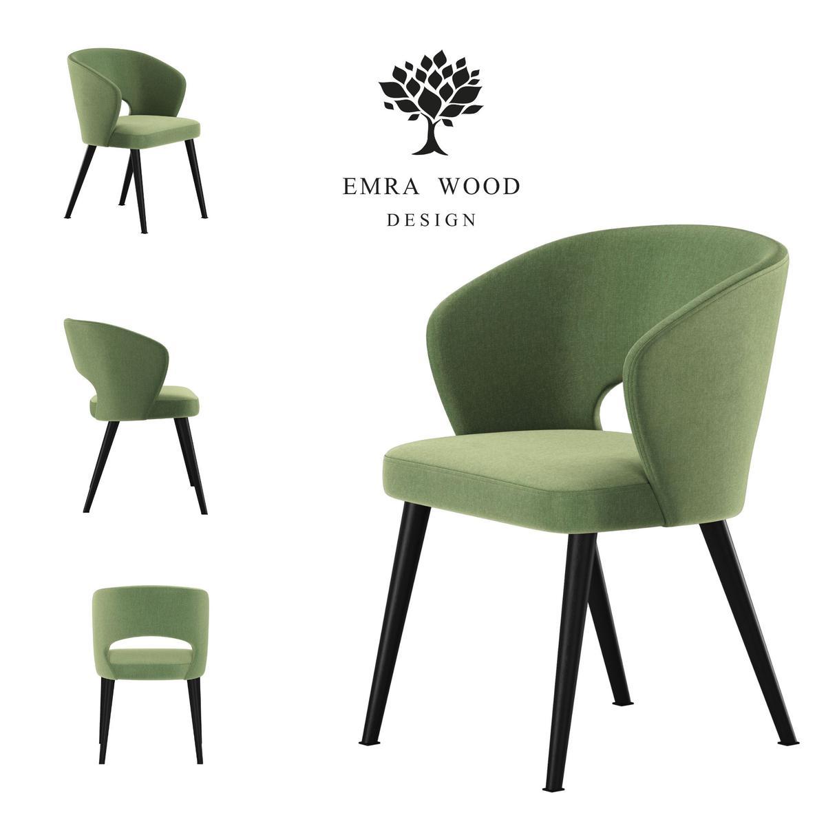 Krzesło DELUXE KR-8 50x60x85 cm welurowe do jadalni zielony nr. 1