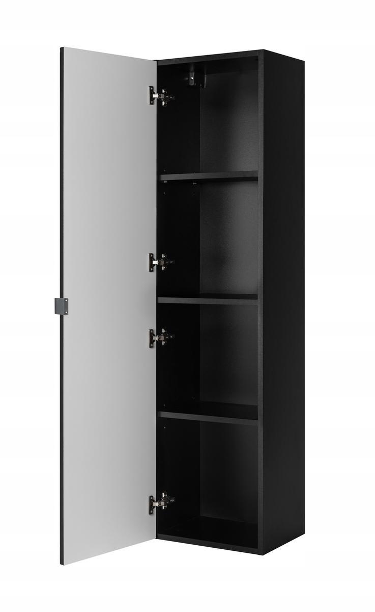 Słupek Łazienkowy MADIS 136 cm wysoki frezowany front szafka z półkami czarny uchwyt srebrny nr. 4