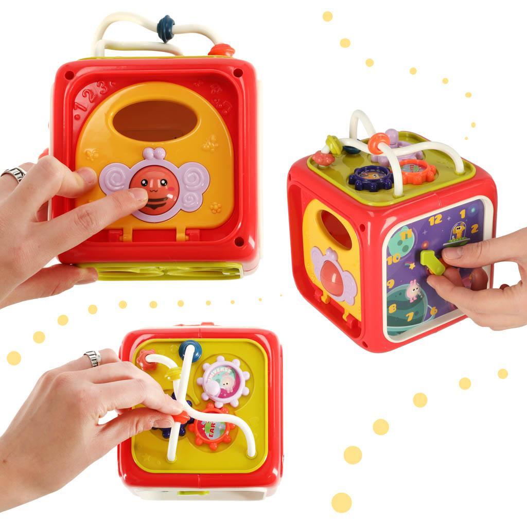 Zabawka edukacyjna interaktywna sensoryczna manipulacyjna kostka sorter klocków nr. 5