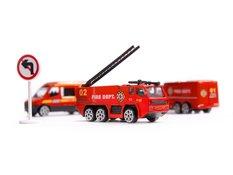 Transporter samolot + 3 pojazdy straż pożarna zabawka dla dzieci czerwona 41,5x31,5x14 cm - Miniaturka zdjęcia nr 10