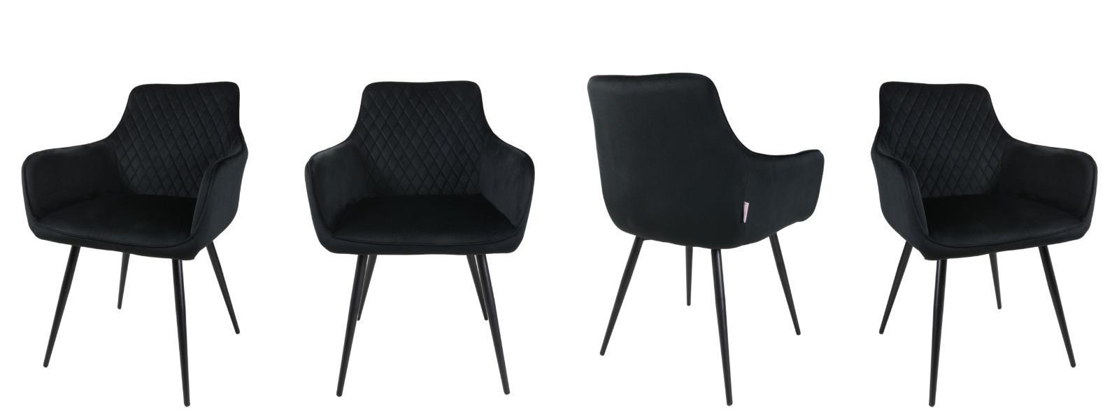 Fotel Lizbona krzesło 57,5x84,5x59 cm welur czarny metalowe nogi czarne do salonu nr. 2