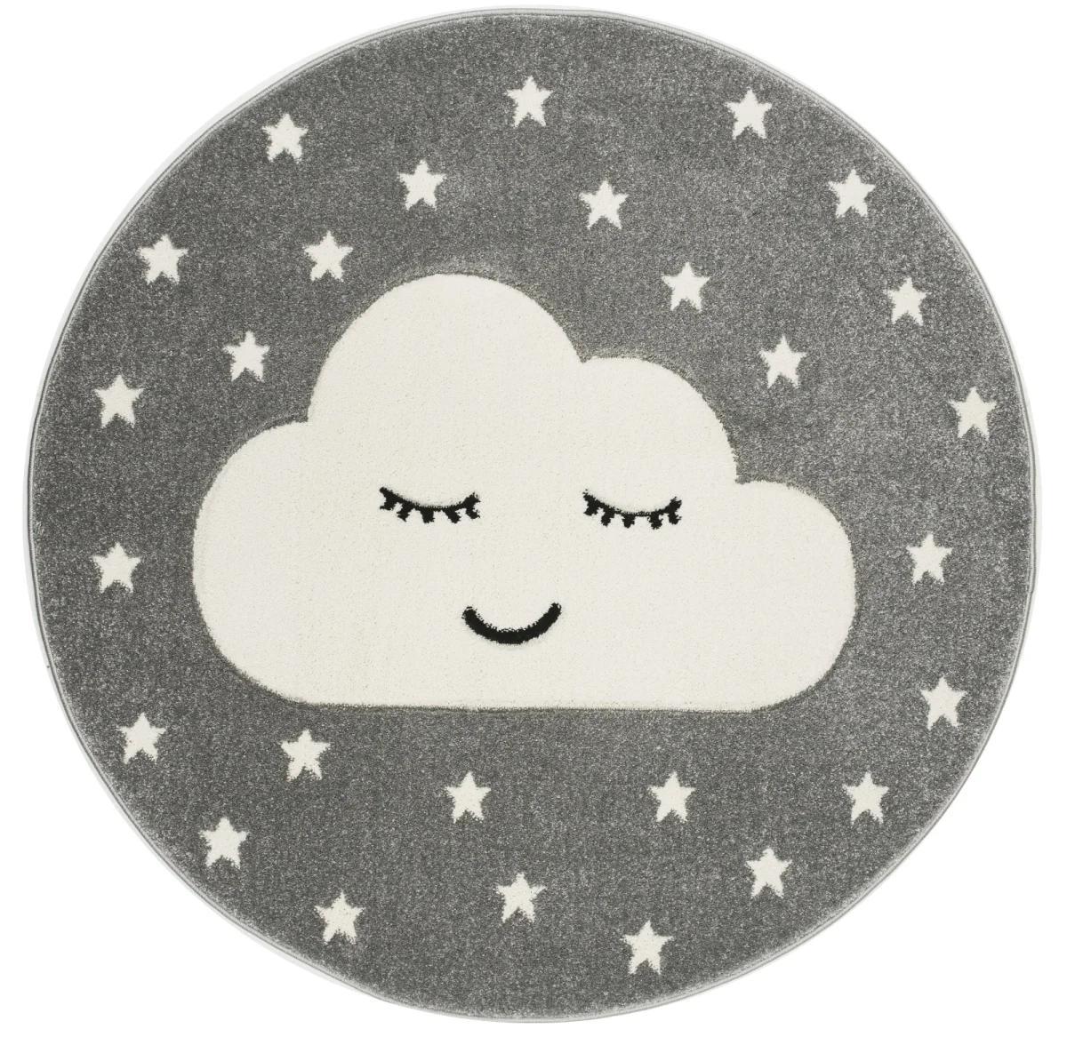 Dywan dziecięcy okrągły Smile Cloud Grey 133 cm do pokoju dziecięcego szary z chmurką nr. 2
