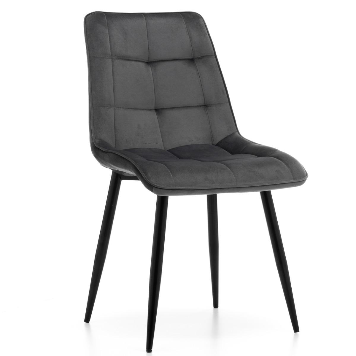 Krzesło CHIC szare tapicerowane welurowe aksamit do jadalni lub salonu  0 Full Screen