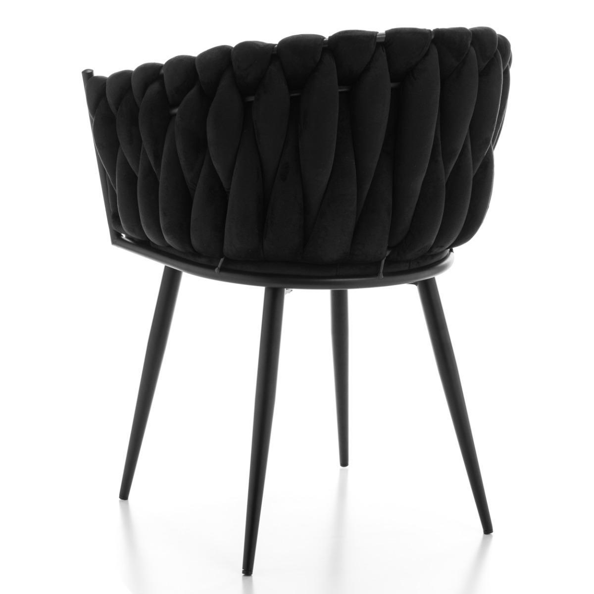 Krzesło LATINA czarne welurowe glamour do jadalni lub salonu 6 Full Screen