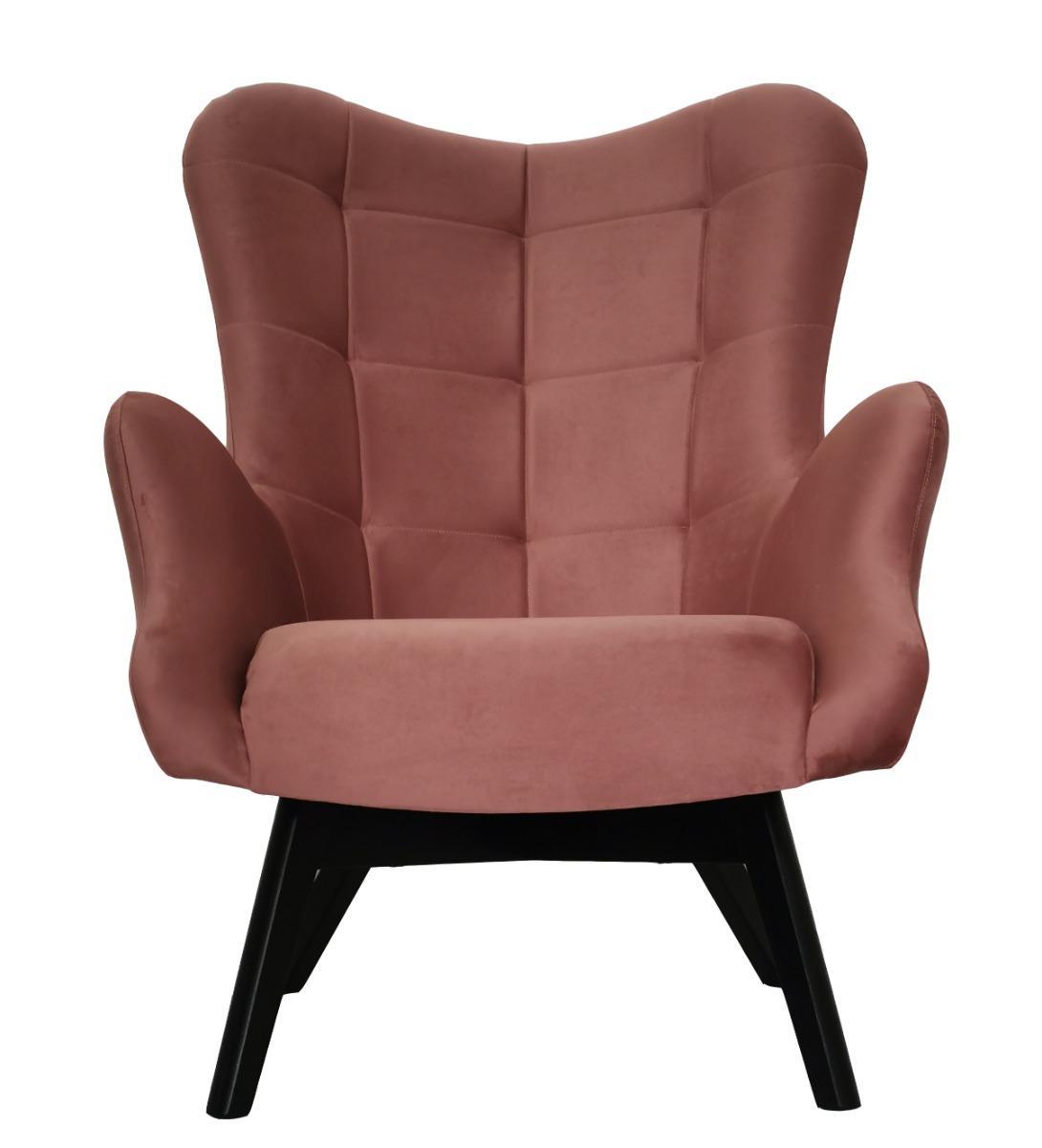 Fotel skandynawski ETERNO 77x102x87 cm różowy z czarnymi nogami do salonu  nr. 2