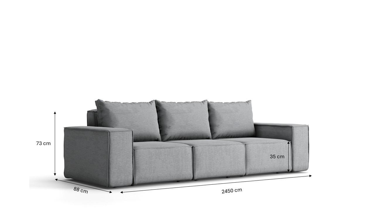 Sofa ogrodowa SONNE 245x88x73 cm 3 - osobowa wodoodporna na taras do ogrodu ciemnoszara 3 Full Screen