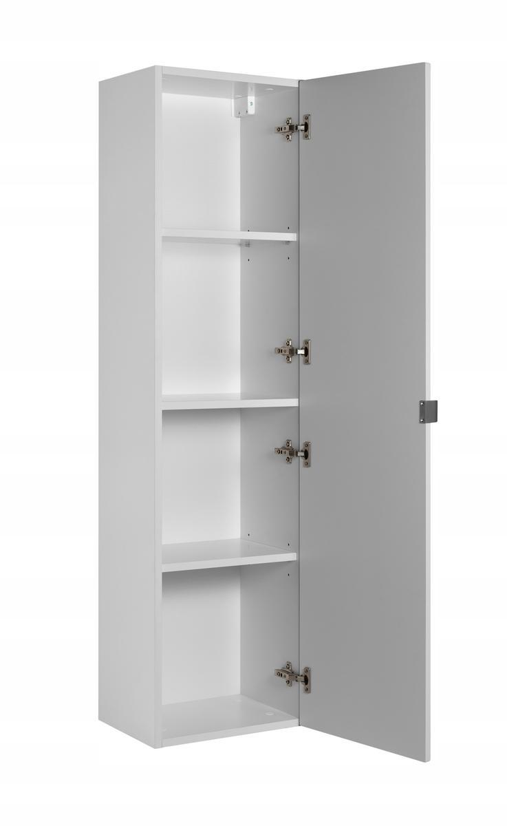 Słupek Łazienkowy MADIS 136 cm wysoki frezowany front szafka z półkami biały uchwyt srebrny nr. 3