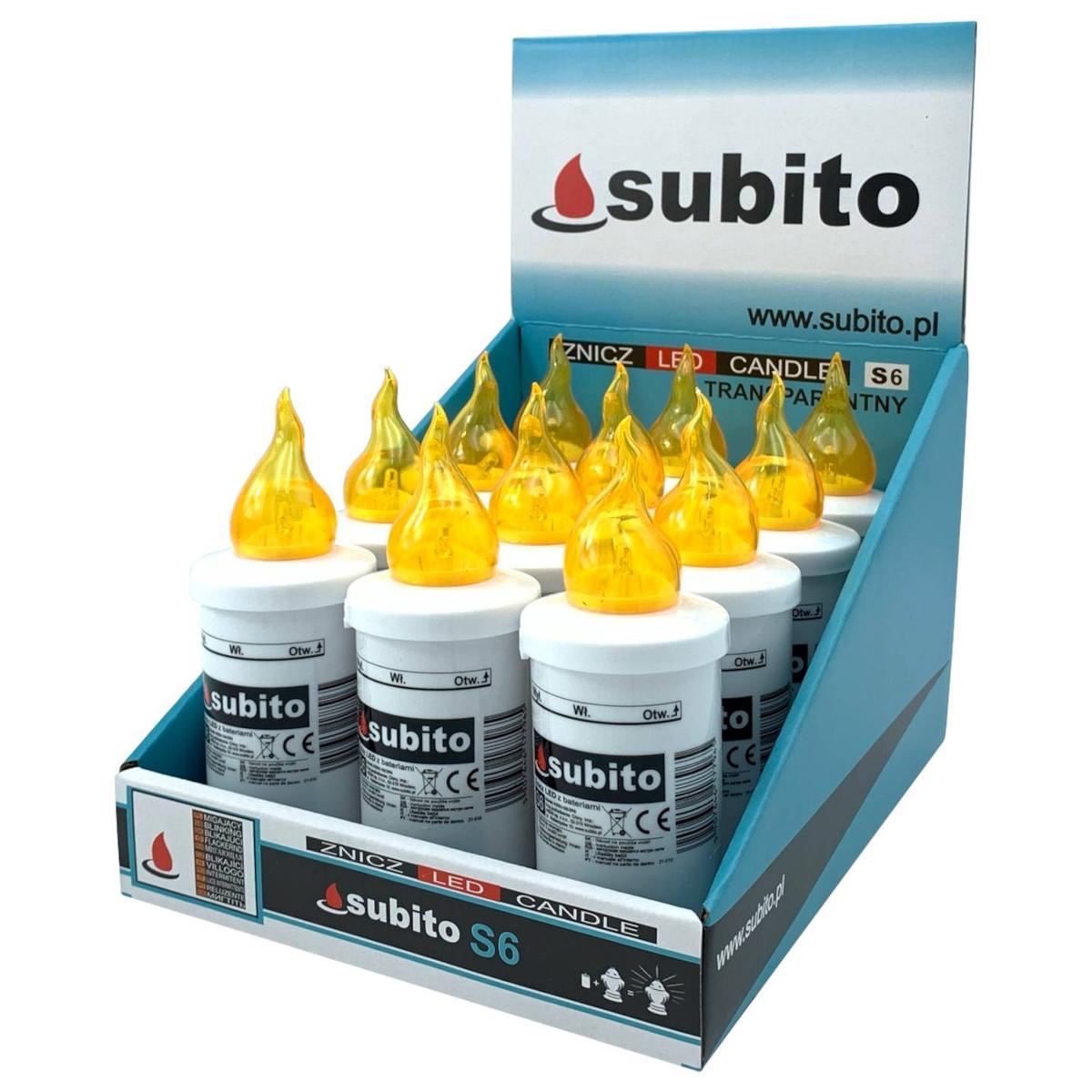 Wkłady do zniczy LED Subito S6 12 sztuk żółte nr. 1