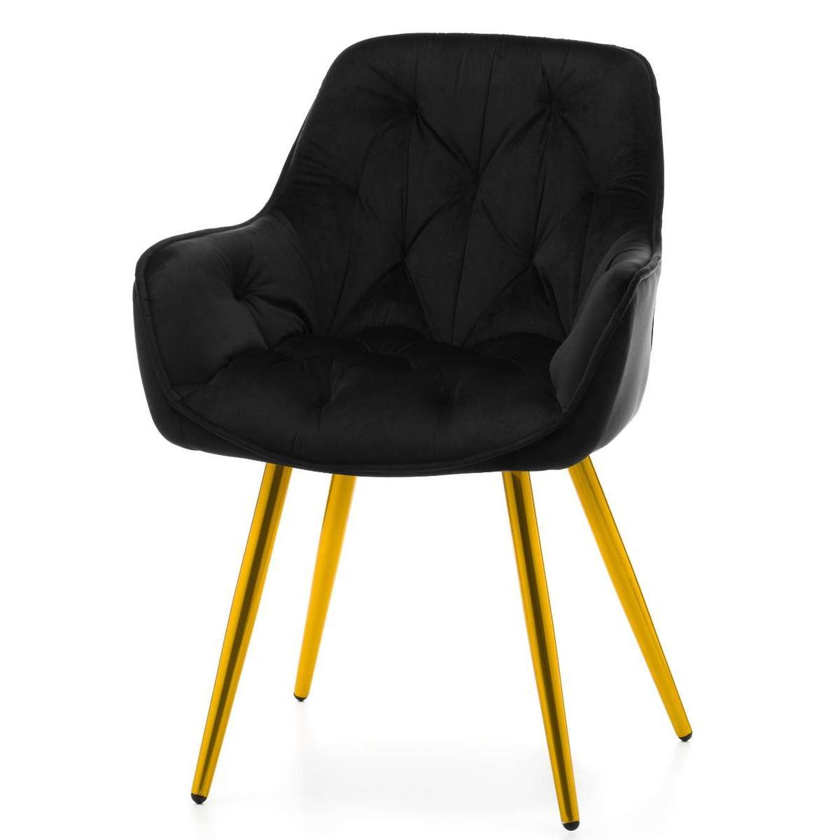 Krzesło SIENA czarne tapicerowane welurem złote nóżki do jadalni lub salonu  nr. 3
