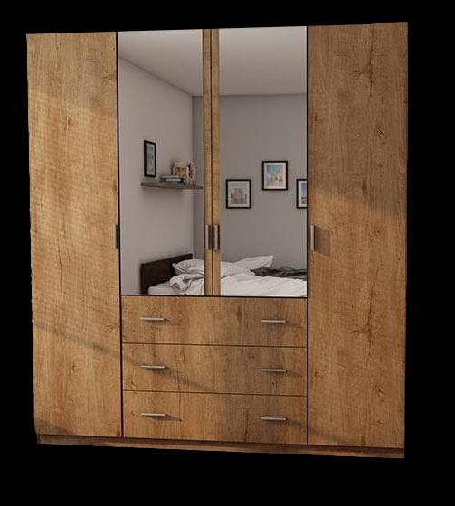 Nowoczesna szafa do sypialni z lustrem garderoba szuflady Dąb Lefkas 200x220x57 1 Full Screen