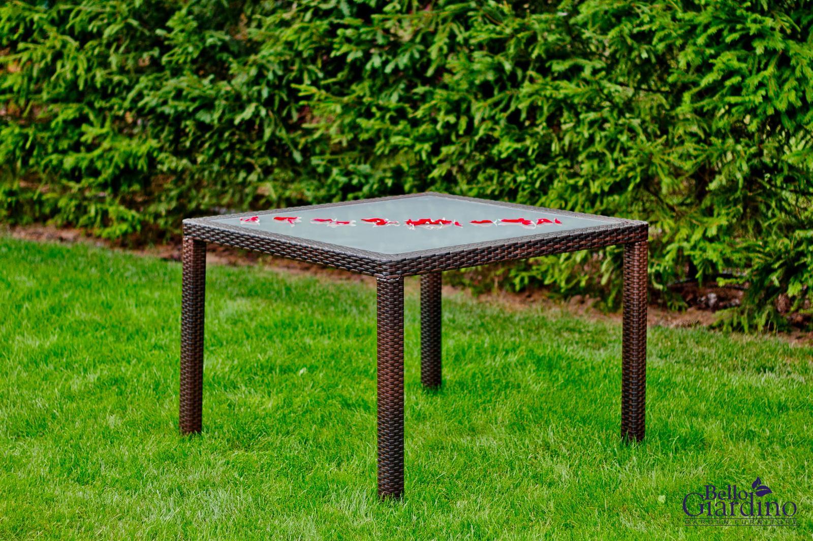Kwadratowy stół ogrodowy 100x74x100 cm z technorattanu do ogrodu brązowy nr. 3