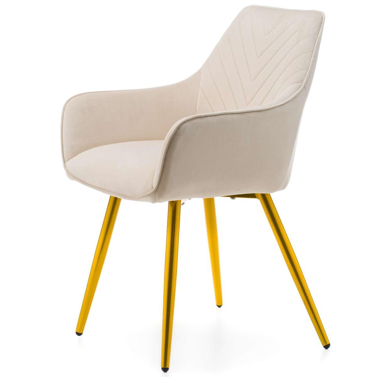 Krzesło VASTO beżowe tapicerowane welurem złote nóżki do jadalni lub salonu nr. 5