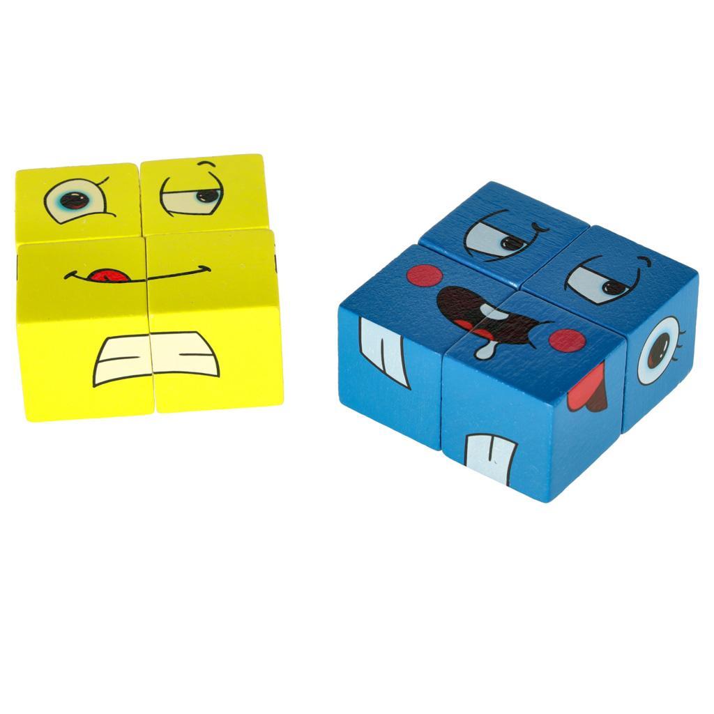 Gra edukacyjne wyzwania nauka emocji klocki drewniane zabawka dla dzieci 2,5x2,5x2,5cm 8 Full Screen
