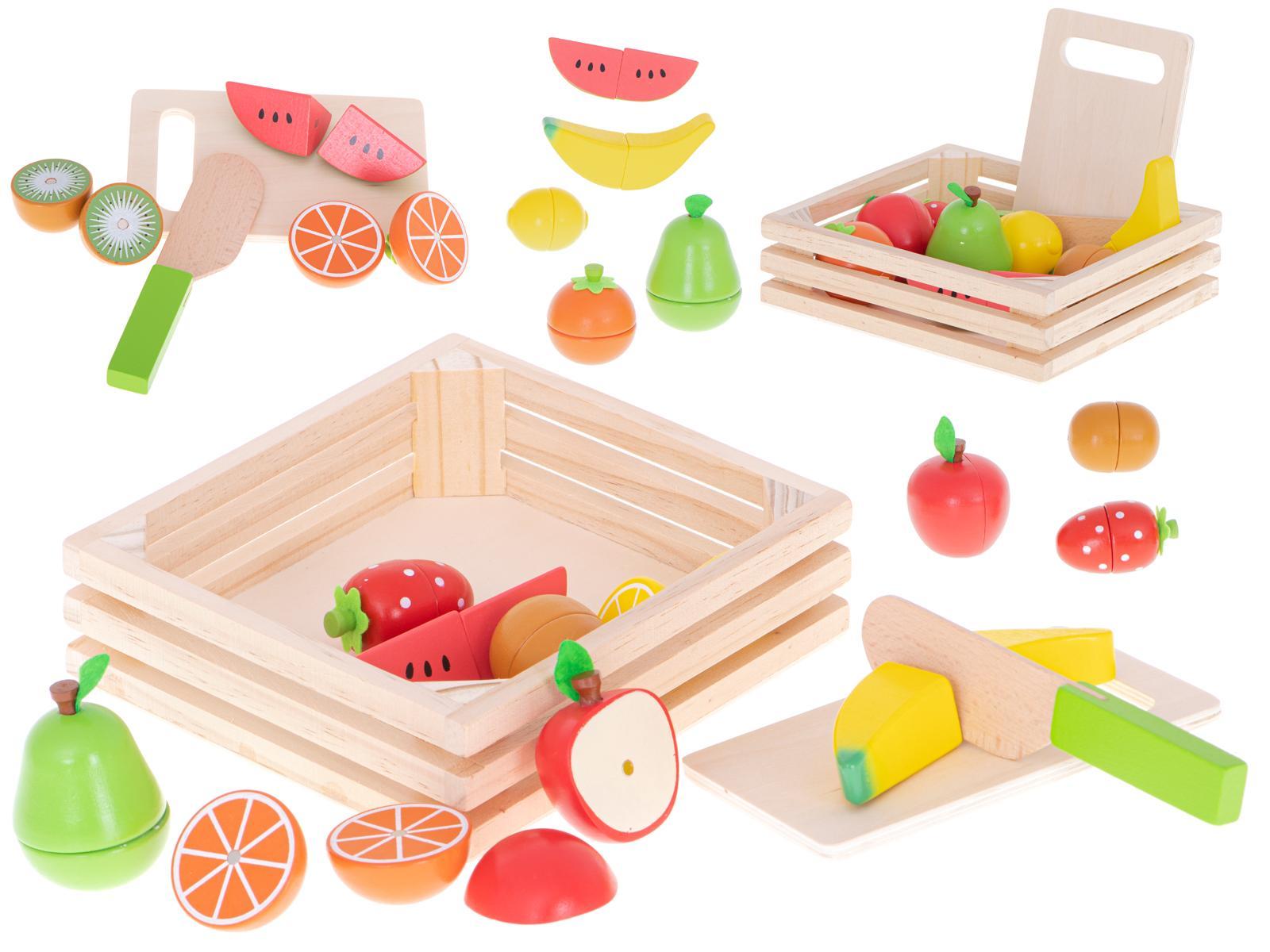 Drewniane owoce do krojenia na magnes w skrzynce akcesoria zabawka dla dzieci 15x1x10 cm  0 Full Screen