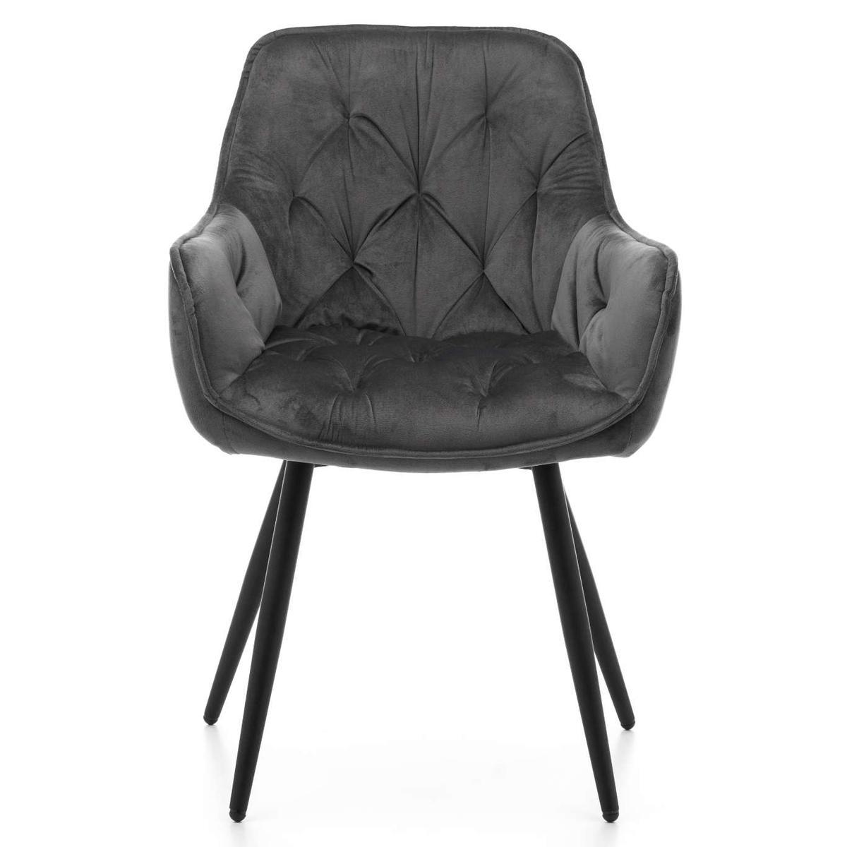 Krzesło SIENA szare tapicerowane welurem pikowane do jadalni lub salonu nr. 2
